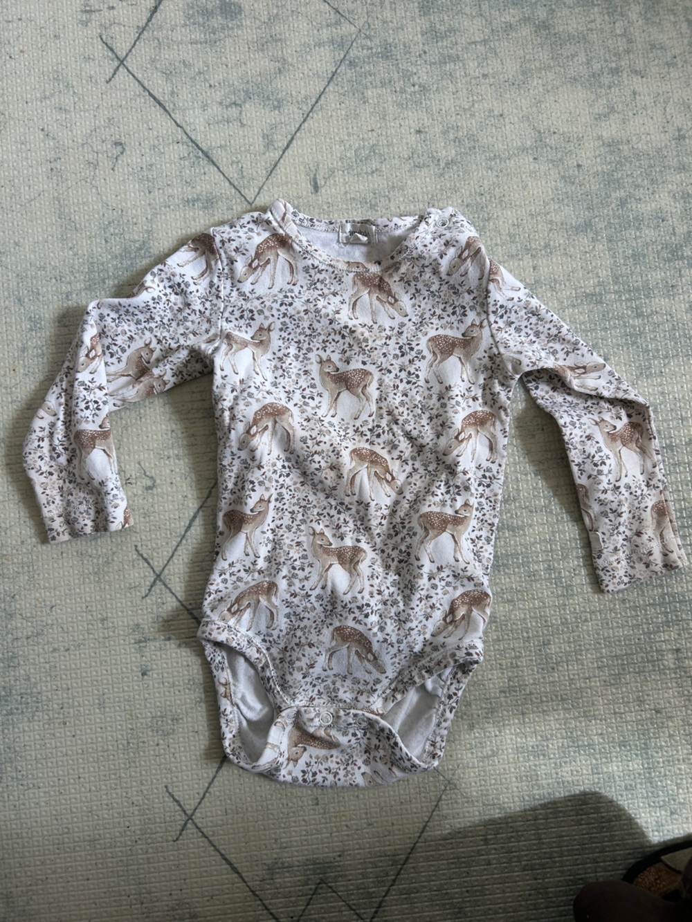 Neutral Deer-Print Long Sleeve Baby Pajamas